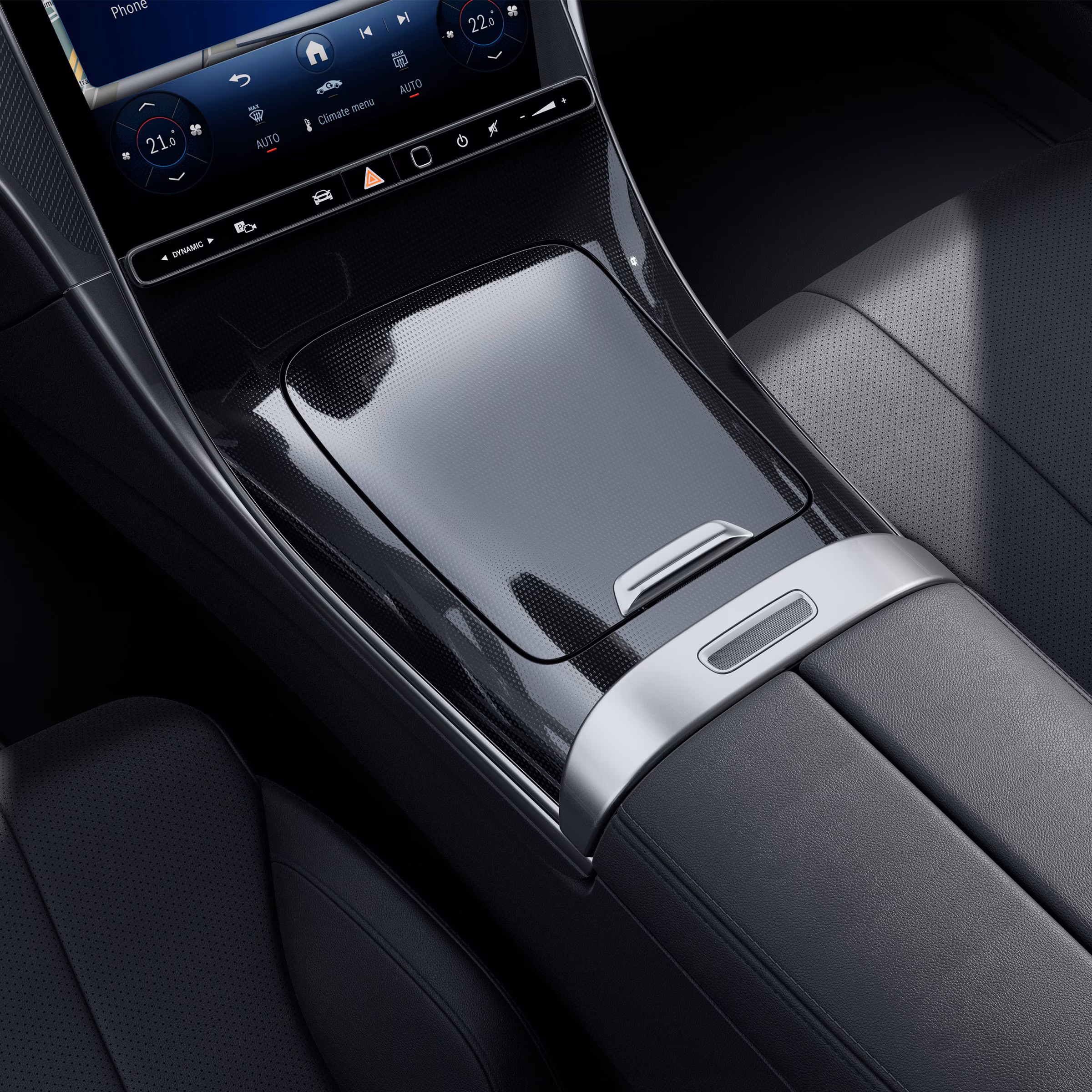 Center console in black fine-structure look